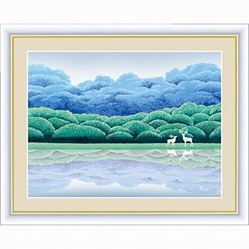 Amazon.co.jp: 竹内凛子『湖畔清涼』高精彩工芸画+手彩 風景画 みず